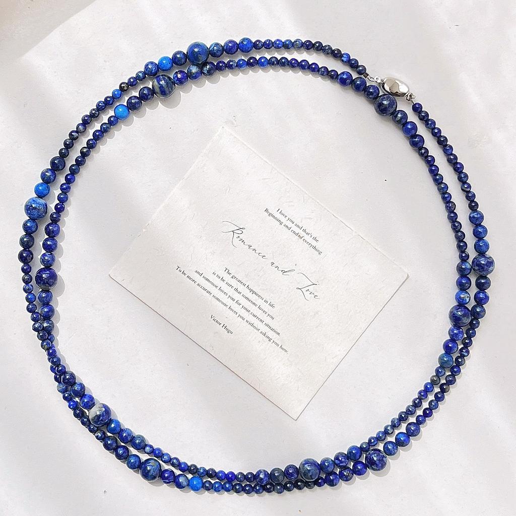High Quality Natural Lapis Lazuli Gradual Change Smile Collarbone Chain Necklace Sweater Chain Women