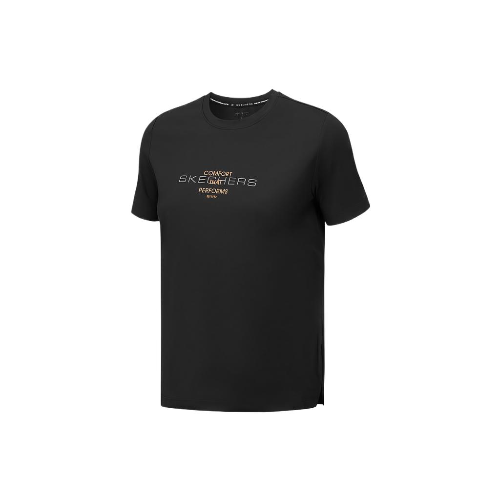 Skechers Comfort Sports Series Fashion Soft Versatile Comfortable Solid Color Letter Short Sleeve Regular T-Shirt Women Tops P225W018-0018