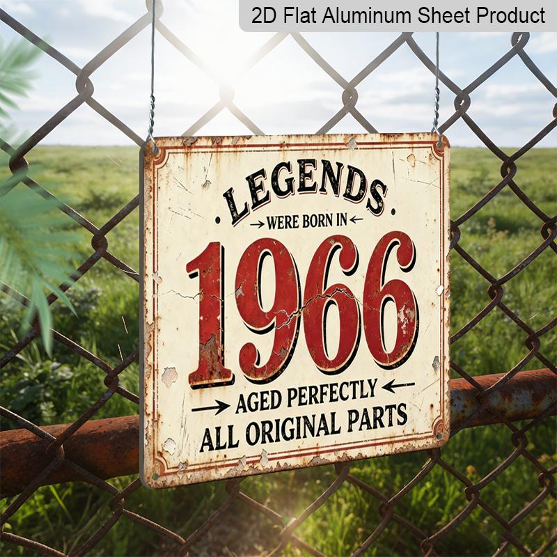 2D Flat 1pc, Retro Metal Aluminum Sign, Legendary 1966 Sign, Christmas Gift, Steampunk Style, Gift for Parents and Partners, Suitable for Garden