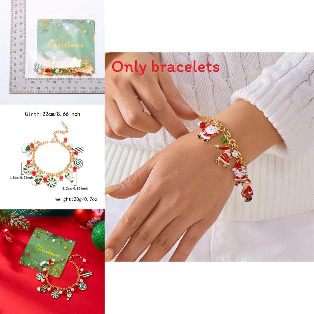 Christmas Santa Pendant Bracelets With Multicolor Candy Charms For Holiday Gift