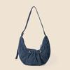 Underarm One-shoulder Crescent Bag Women's Summer All-in-one Drawstring Pleated Denim Bag