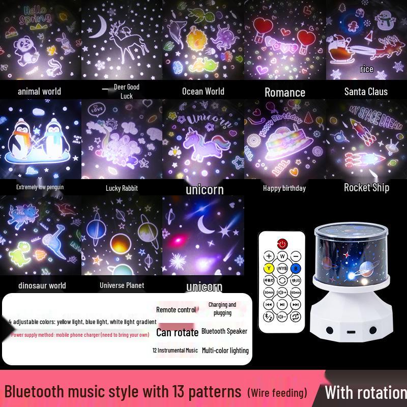 Bluetooth Star Projector & Music Box: Dreamy Night Light & Remote-Controlled Birthday Gift