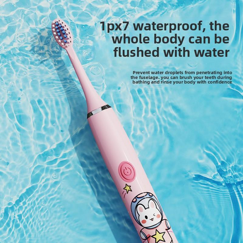 Children's Electric Toothbrush Cartoon Soft Hair IP6 Waterproof Sonic Vibration Rechargeable U-shaped Toothbrush