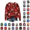 Damenmode, weihnachtlich bedruckt, langärmelig, lockerer Rundhalsausschnitt, Sweatshirt-Oberteil