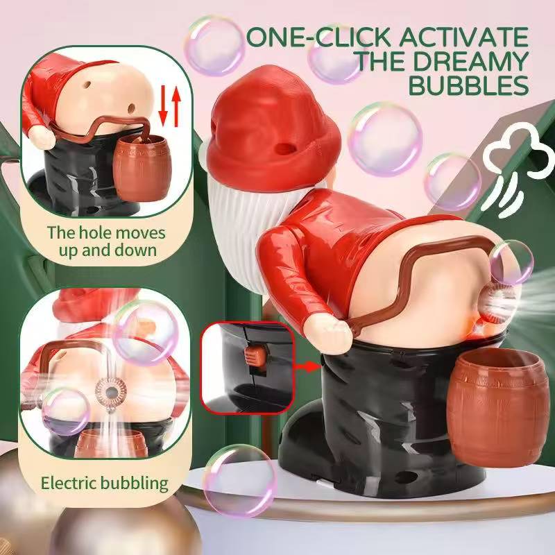 New Toy Christmas Gift Funny Soap Bubble Machine Santa Claus Hips Bubble Blowing Machine with Light and Music Bubble Gifts