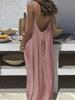 Vestido Tejido Holgado sin Espalda con Tirantes Finos para Mujer Tallas Grandes
