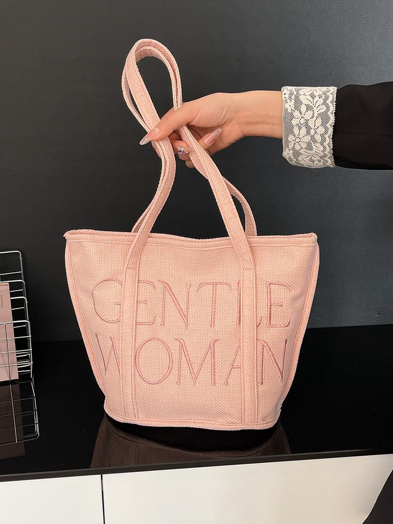 Bestickte Stofftasche mit Buchstaben aus Baumwoll-Leinen-Material für den täglichen Gebrauch