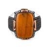 Vintage Tiger Eye Stone Two-tone Men's Fashion Jewelry Black Zircon Ring