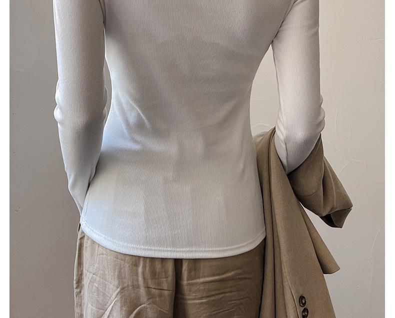 Elegant V-Neck Lace Trim Low-Neck Slimming White Top for Women - Autumn/Winter Innerwear