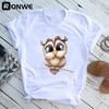 Fashion Trend Cute Owl Graphic Printed Female T Shirt Casual Harajuku Crew Neck Ladies Tshirt Drop
