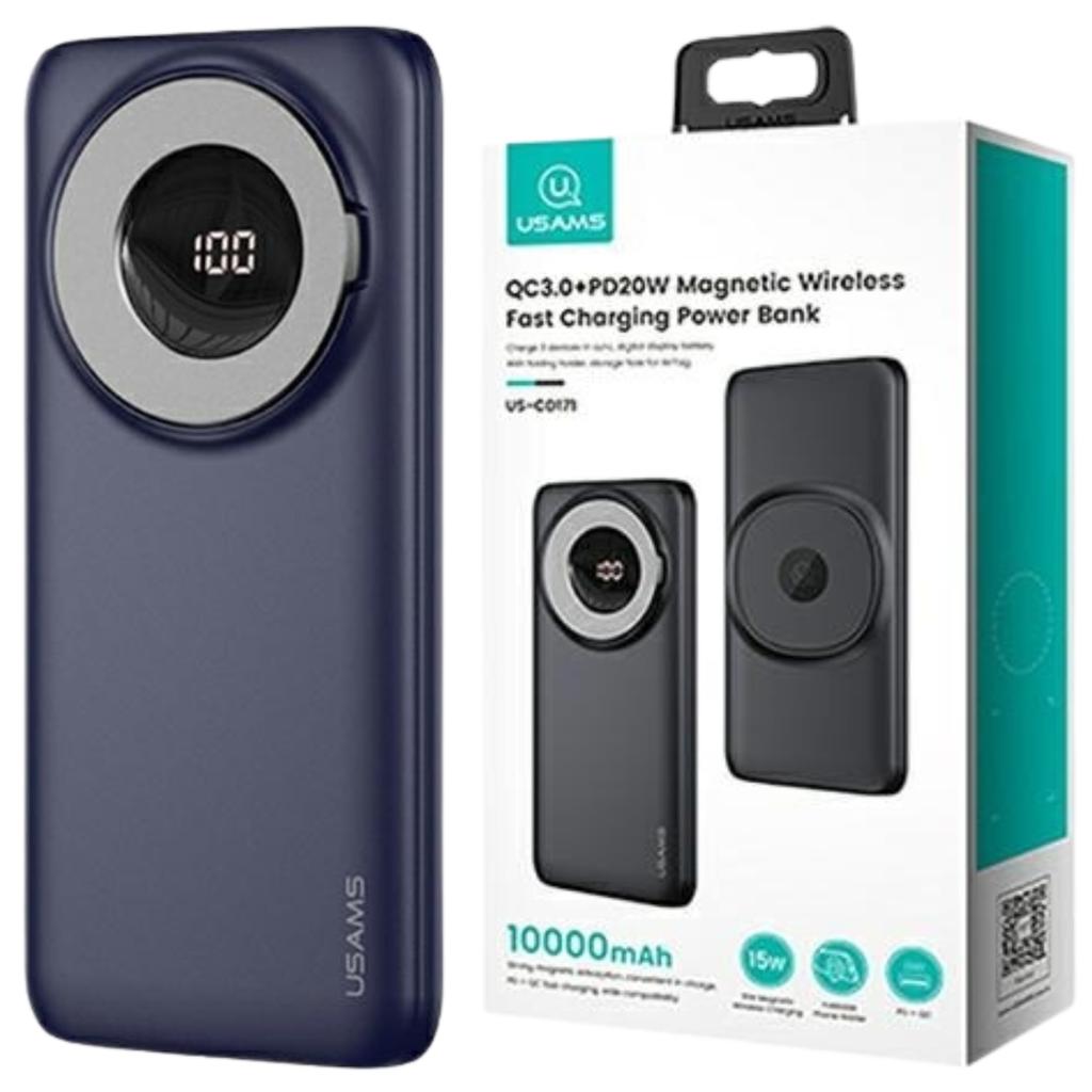 Usams Powerbank Pb62 10000Mah 20W        Qc3.0+Pd Magnetic Wireless Fast Charge Niebieski/Blue 10Kcd17104 (Us-Cd171)