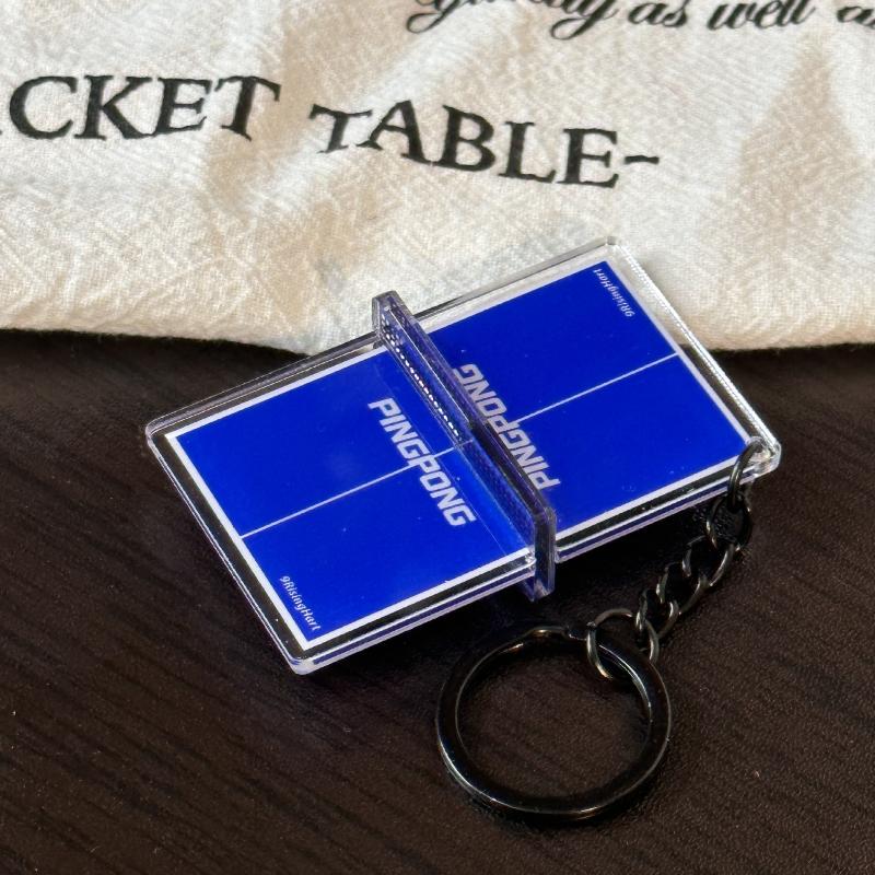 Acrylic Ping Pong Table Keychain Double Sided Mini 3D Sports Keyring Bag Pendant Car Key Chains Souvenir Gift