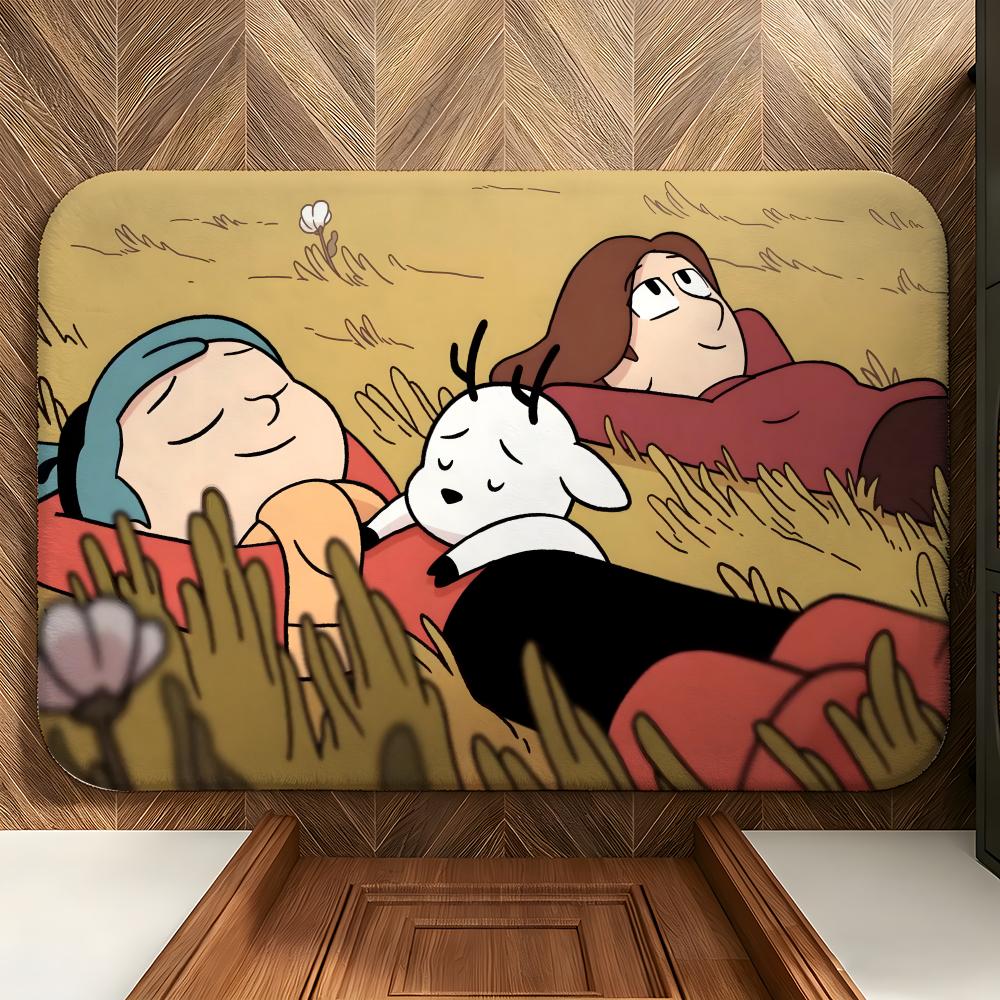 Cartoon H-Hilda Floor Mat Soft Flannel Floor Mat Suitable for Entryways, Living Rooms, Bedrooms, and Bathrooms