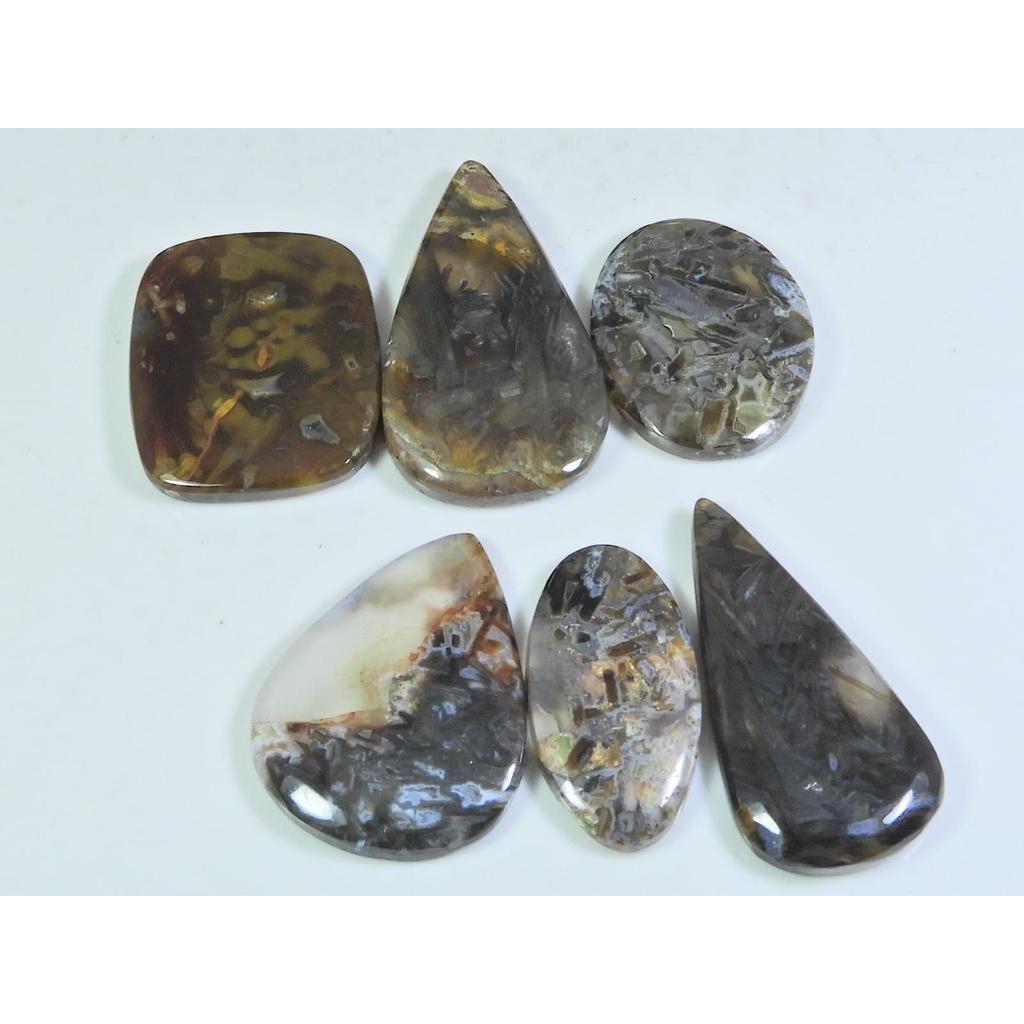 164Cts. Natural Tree Moos Agate Pear Shape Cabochon Loose Gemstone 06Pcs Lot C-329
