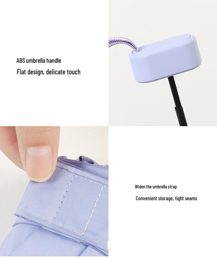 Mini Black Vinyl Six-Fold Umbrella for Women - Dual-Use Sunshade & Rain Protection