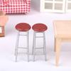 1Pcs Dollhouse Miniature Bar Stool Chair High Stool Doll House Mini Round Stool Pocket Stool Model Furniture Decor Kid Toy