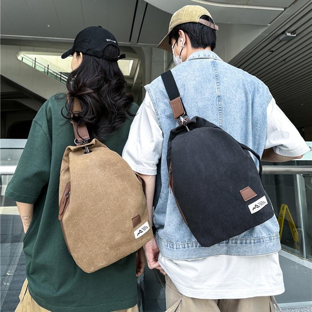 Large Capacity Male Crossbody Bag Retro Style Single Shoulder Pouch Canvas Chest Bag  Travel