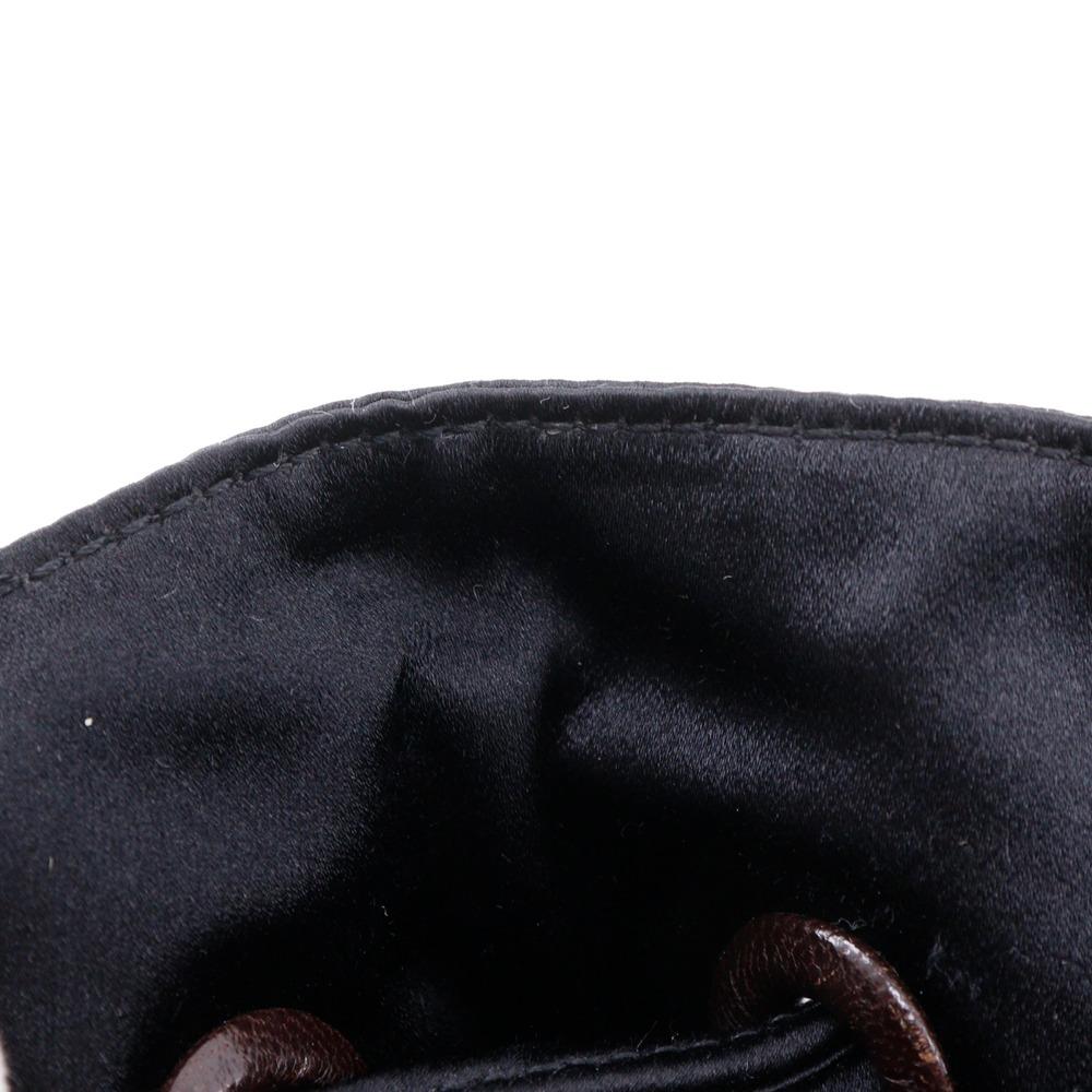 BOTTEGAVENETA Geldbörse Handtasche Perforiertes Leder Fransen Schwarz / Braun Satin/Leder Damen Gebraucht