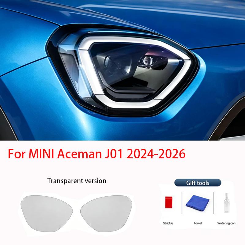Fit for MINI Aceman J01 2024-2026 Transparent Smoked Black TPU Front Headlight Film Anti-Scratch Pre Cut Vinyl Protect Sticker K