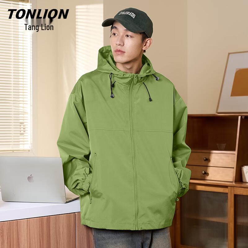 Мужская ветровка с капюшоном TonLion 2XL оливковое зеленый