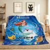 Custom Name Undersea Adventure Flannel Blanket Throw Blanket Soft Warm Sofa Bed Home Decor Unique Gift