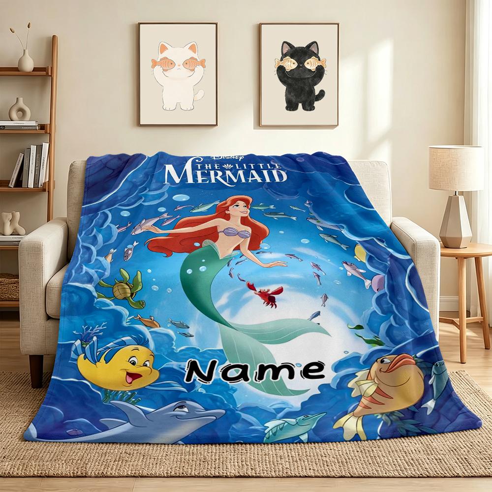 Custom Name Undersea Adventure Flannel Blanket Throw Blanket Soft Warm Sofa Bed Home Decor Unique Gift