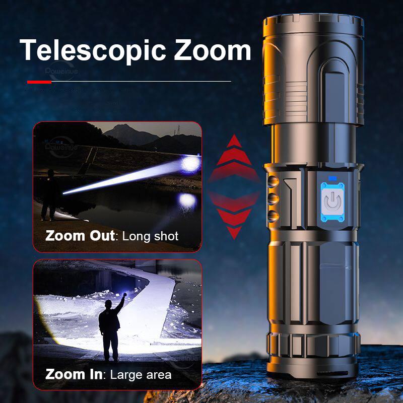 5000LM High Power LED Flashlight Super Bright Long Range 1500M Flashlights Rechargeable USB Fishing Camping Work Lamp
