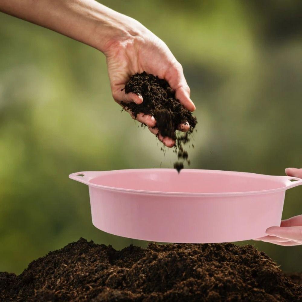 Plastic Soil Sieve Sifter Round Sifting Strainer Potting Classifier Garden Mesh Pan Compost