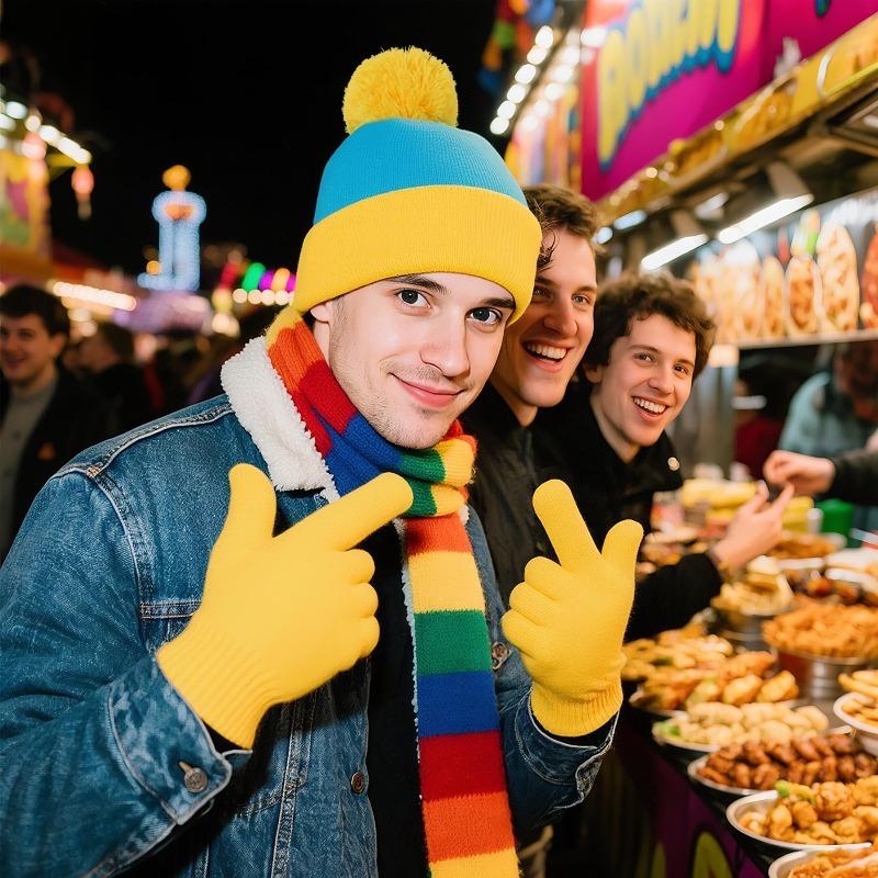 1 Stück/2 Stück/3 Stück Cosplay Lustige Mütze und Handschuhe, Charakterpark Winter Warme Strickmütze Weihnachtskostüm Zubehör für Neujahr