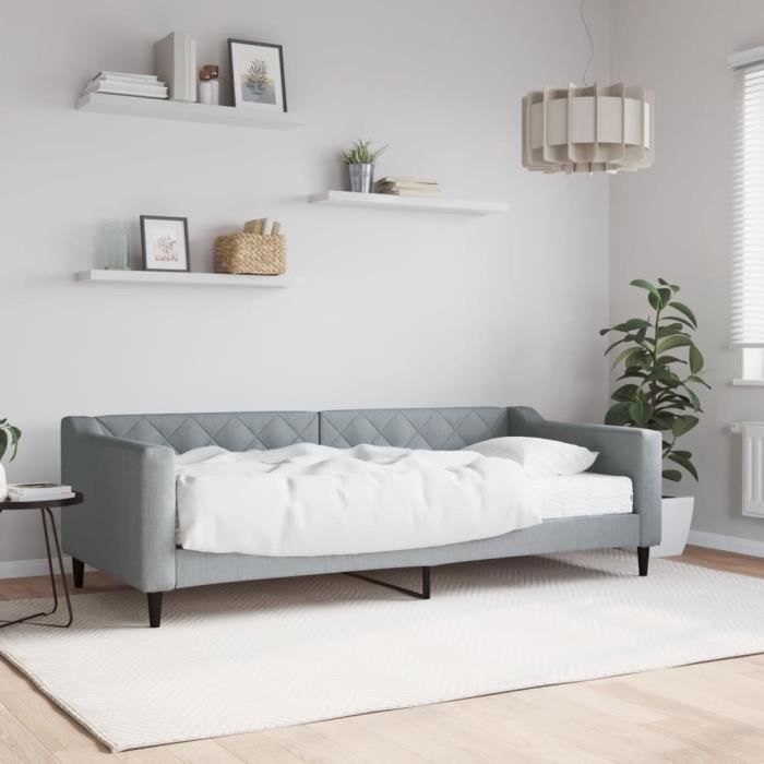 VidaXL Lit de jour avec matelas gris clair 90x200 cm tissu 3197408