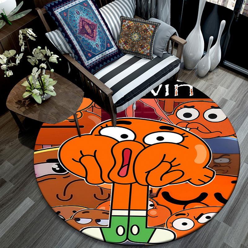 Darwin Watterson Pattern Round rug,Carpet Rug for Living Room Bedroom Playroom ,Non-slip Floor Mat,Holiday Gifts and Birthday Gifts.