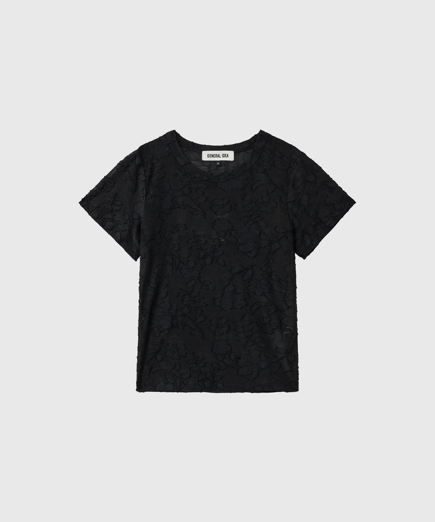 GENERALIDEA Floral Sheer Short Sleeve T-Shirt [Black] / Gf2Lts508
