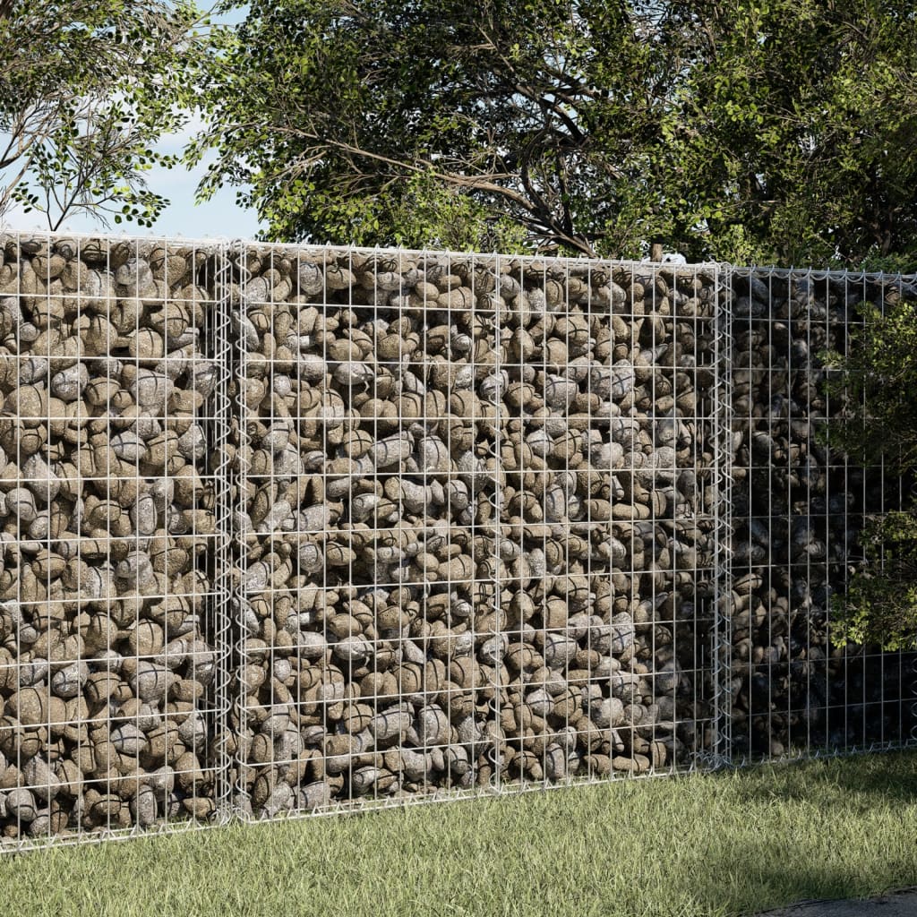 vidaXL Gabione mit Deckel 100x100x100 cm Verzinktes Eisen silber