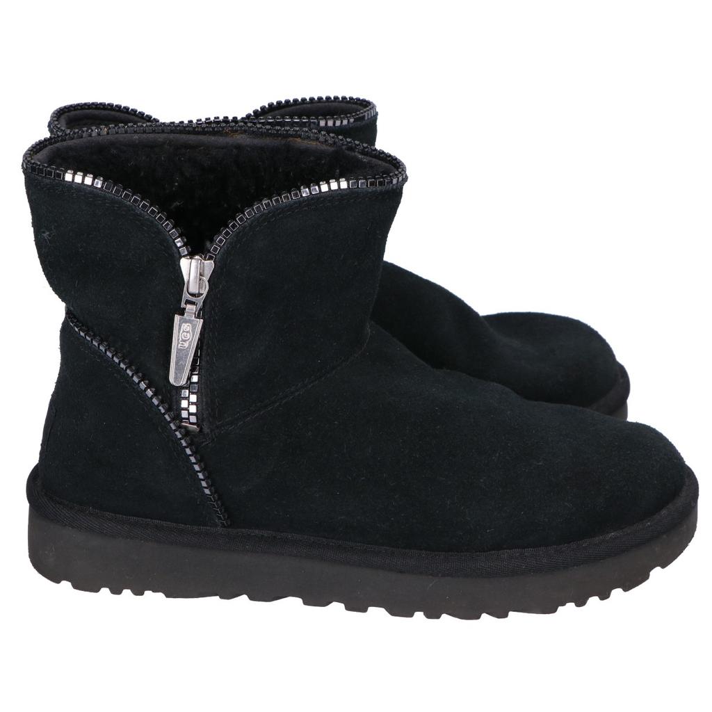 UGG 1110697 Mini Florence Zip Shearling Boots/ Shoes 23 blackUsed