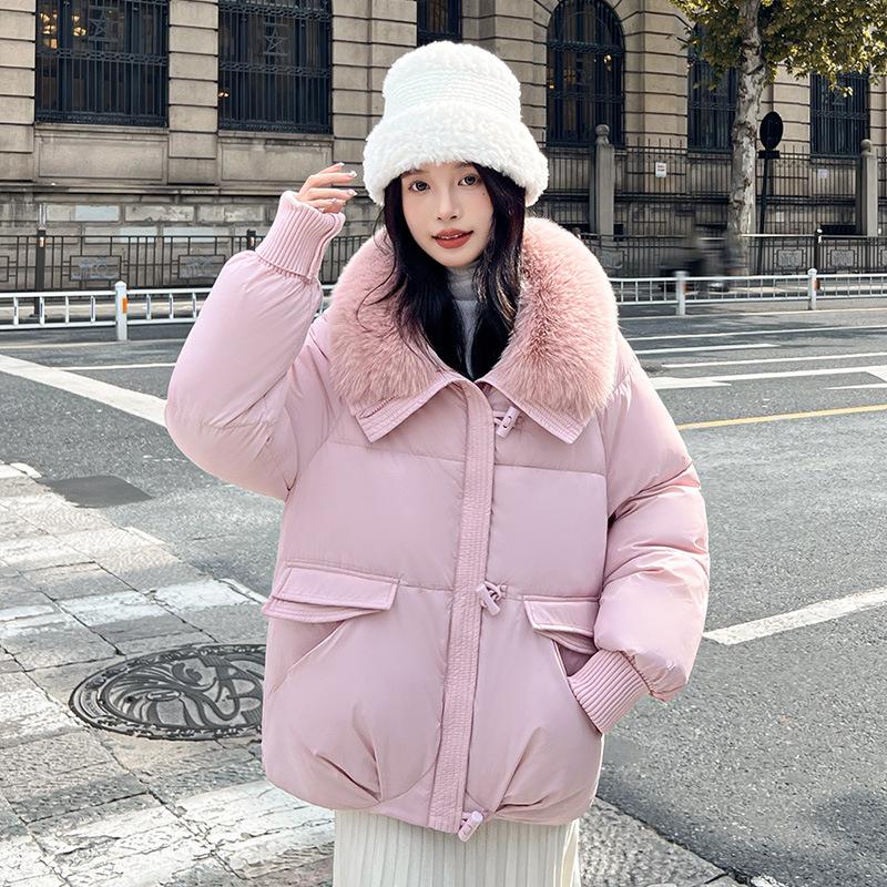 2025 Short Padded Cotton Women's Winter Fashion Loose Large Hooded Thick Warm Bread Coat Outerwear