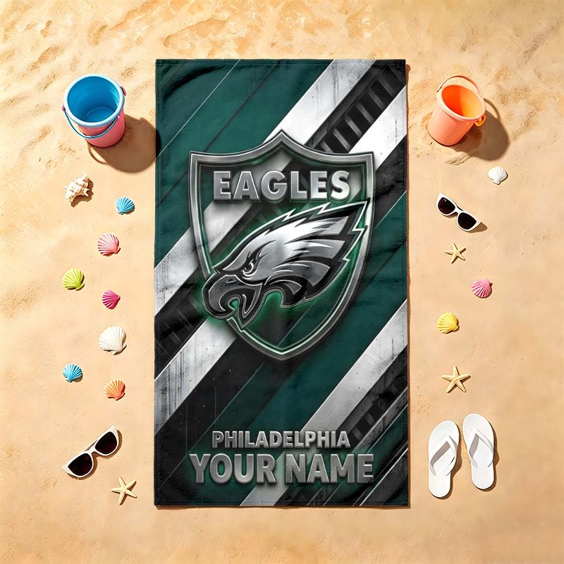 Philadelphia Eagles (23) Beach Towel Customizable Text Comfortable Pool Towels Stylish Beach Accessories Must Have Gifts for Both Men and Women
