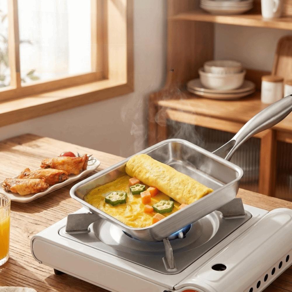 Rectangular Japanese Omelette Pan Stainless Steel Sandwich Skillet Durable Egg Frying Pan Cooking