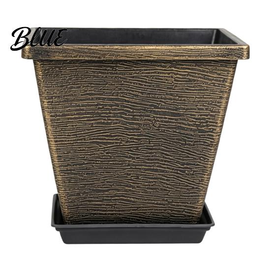 Garden Decoration Accessories Square Resin Planter 10 Inch Large Plant Pot with Drainage Hole Modern Retro Style Planter Pots Decorative Saucer for