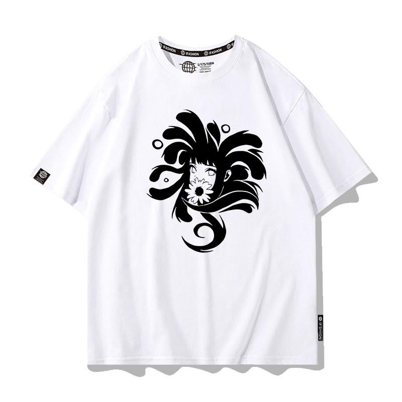 White Japanese Cartoon Childrens Tshirt Naruto Anime Pure Cotton Printed Parentchild Clothes Summer New Casual Tshirt