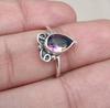 Mystic Topaz Sterling Silver Ring: Rainbow Pear Cut Boho Jewelry