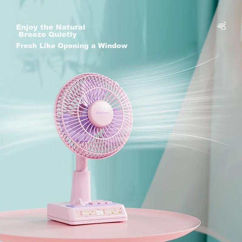 Desktop Fan, Quiet Electric Fan, USB Rechargeable, Long Battery Life, Large Blade, Portable Small Fan, Pink, 175*160*279mm