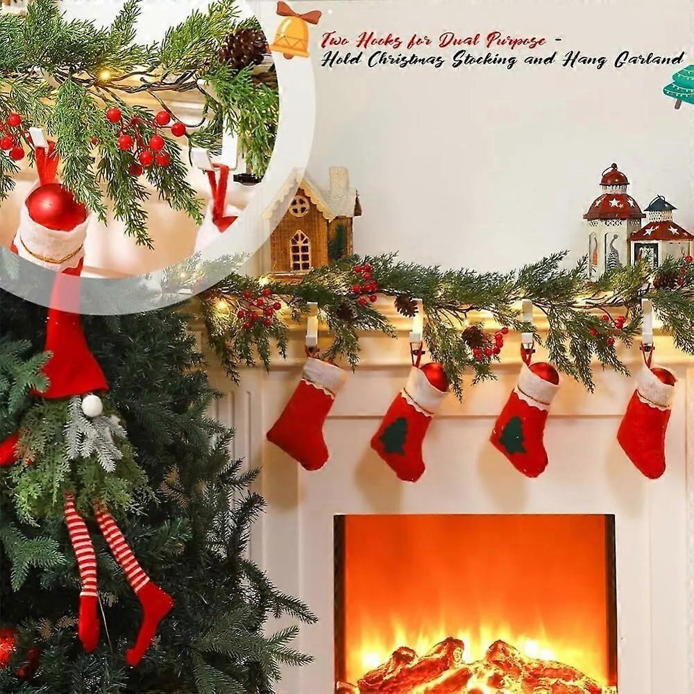 3pcs Garland and Stocking Mantel Holders, 2 in 1 Mantle Hangers Heavy Duty