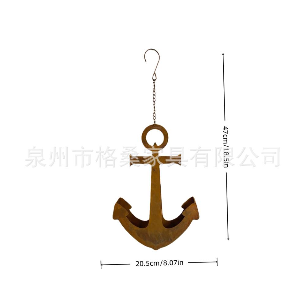 Metal Hanging Anchor Shaped Planter Iron Garden Decor Hanging Basket for Outdoor Patio Yard Hanging Plant Holder