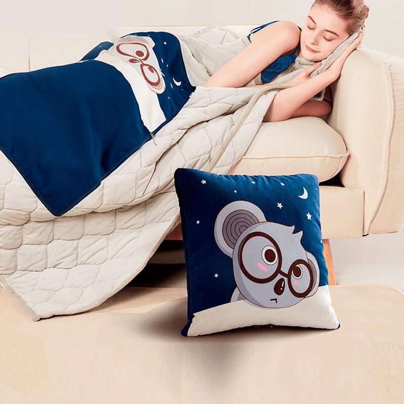 Convertible Car & Office Nap Pillow Blanket Pillow 45x45cm, Blanket 140x180cm