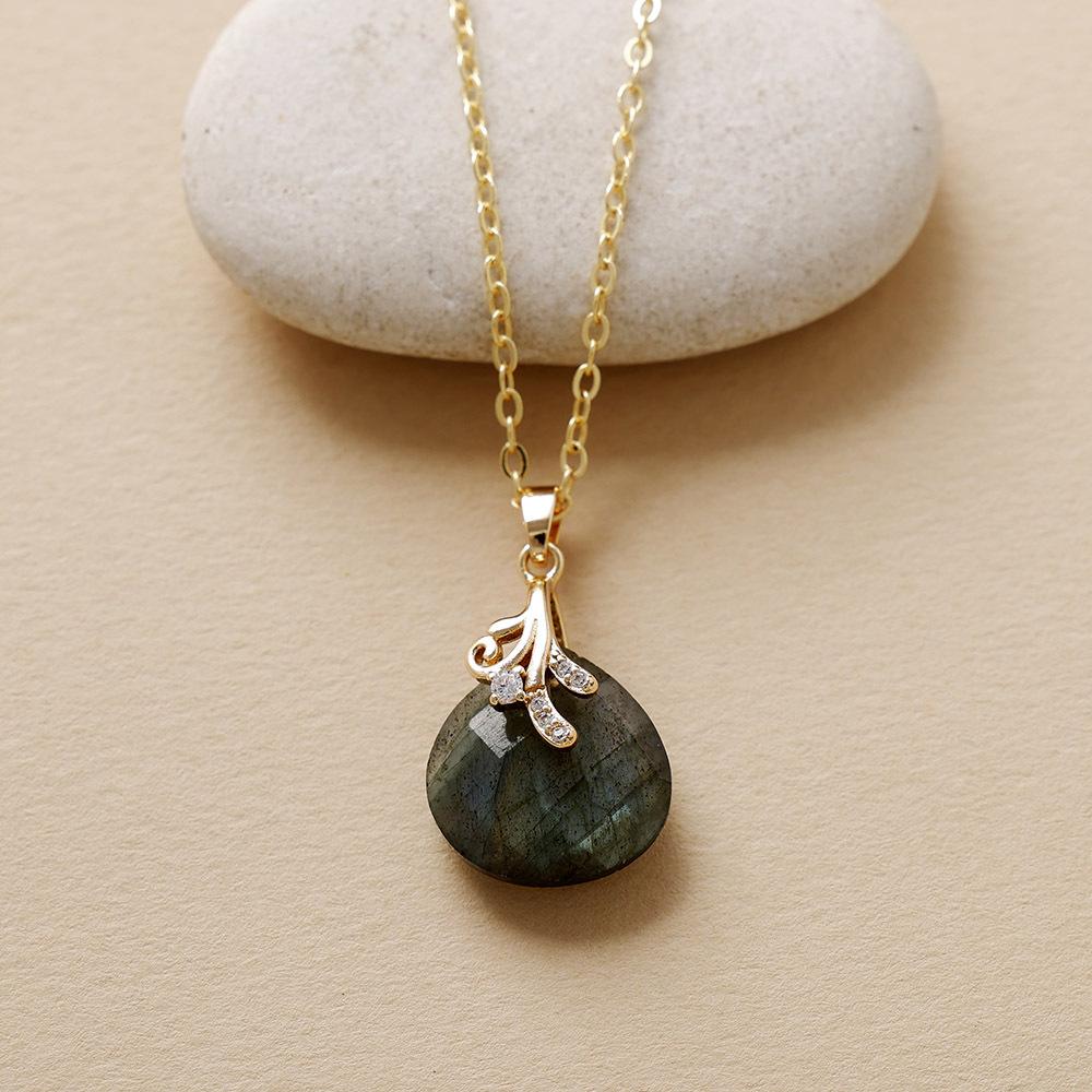 High Quality Fashion Light Luxury Simple Natural Crystal Water Drop Zircon Pendant Real Gold Electroplated Collarbone Necklace Jewelry Gifts