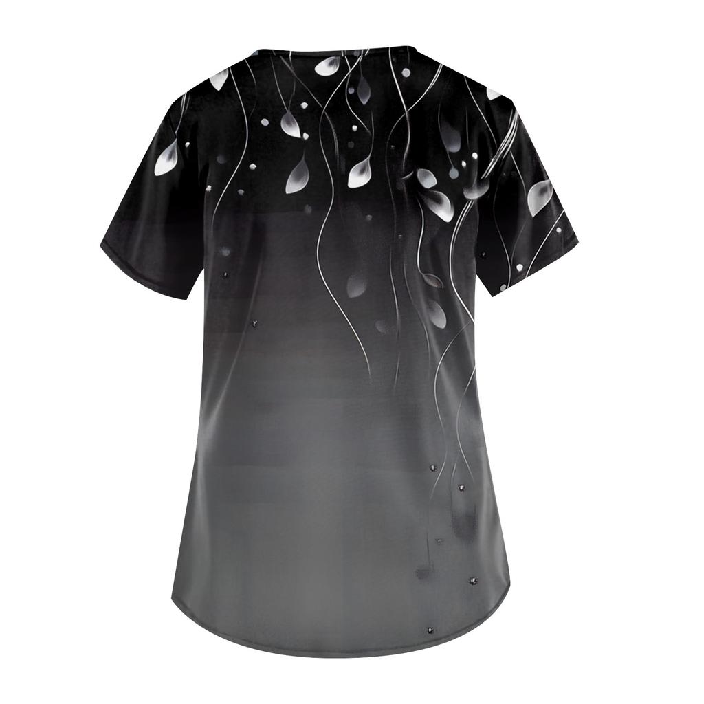 Women's V-neck Fashion Casual Printed Tops And Protective Workwear