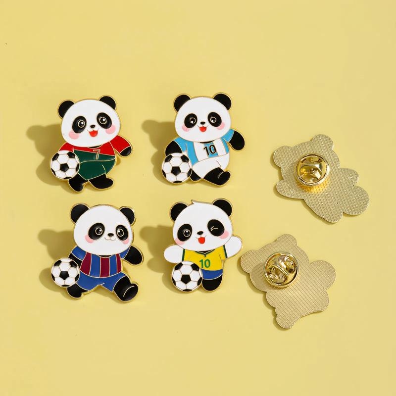 2026 World Cup Panda Football Badge Cute Cartoon Animal Sports Games Souvenir Brooch Pin