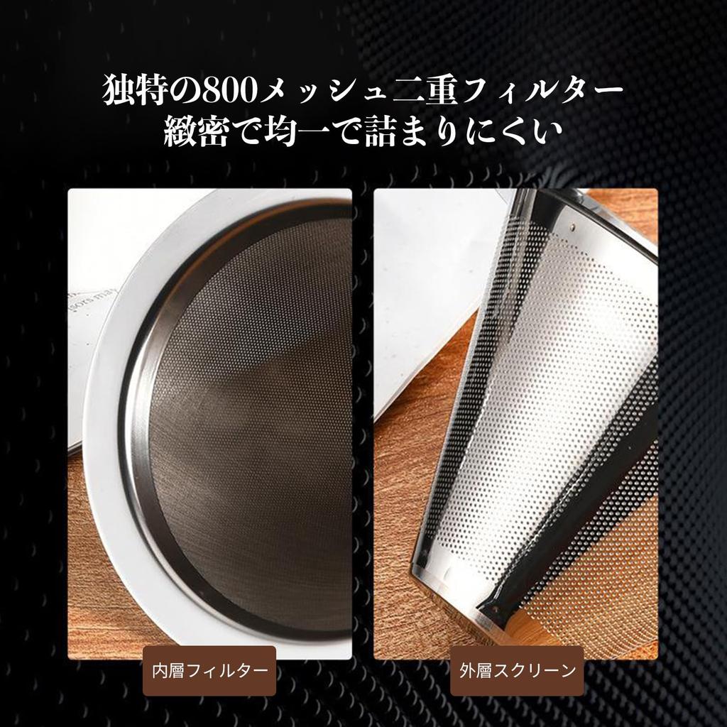 Stainless Steel Coffee Mesh Filter 800 for 4 Dripper, 2-layer Mesh, Cups, One-piece (S)