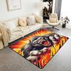 Japanese Samurai Cat Print Area Rug, Red Sun & Ancient City Design Non-Slip Floor Mat for Living Room Bedroom Home Decor Carpet