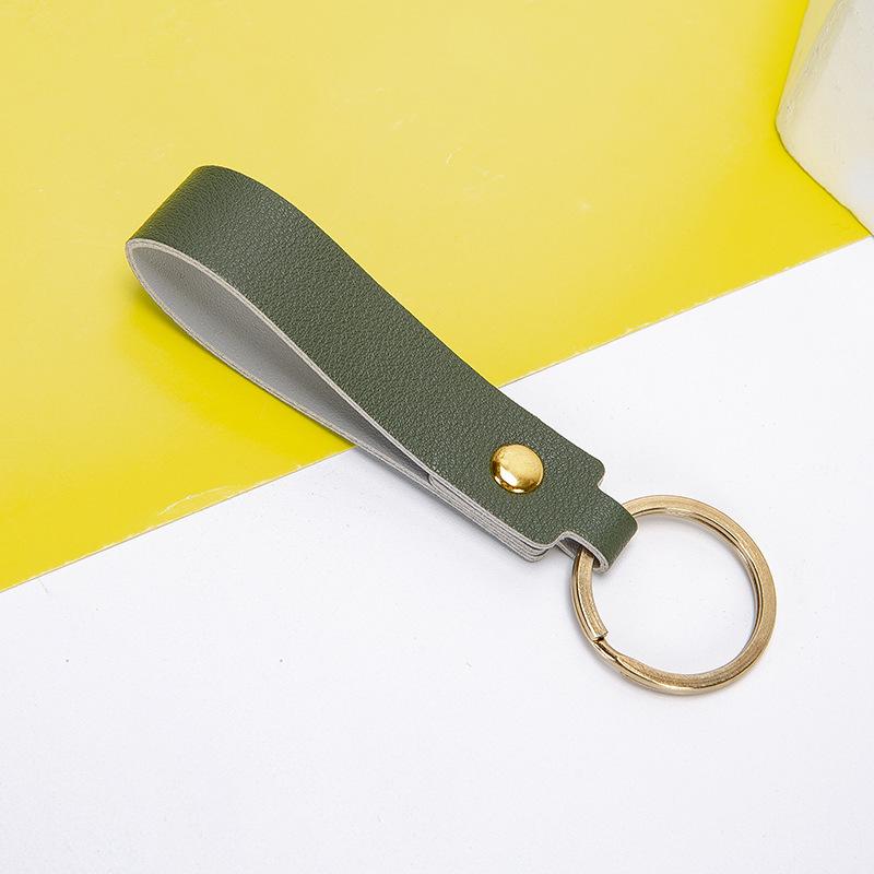 Nordic Two-Color PU Leather Keychain: Creative Macaron Keyring & Bag Pendant
